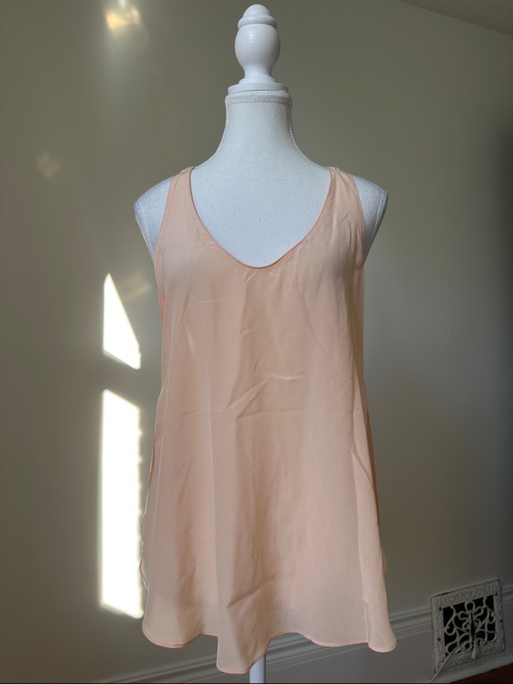 NWT LAVENDER BROWN 100% Silk Blush Pink Preppy Feminine Tank Top Size Medium